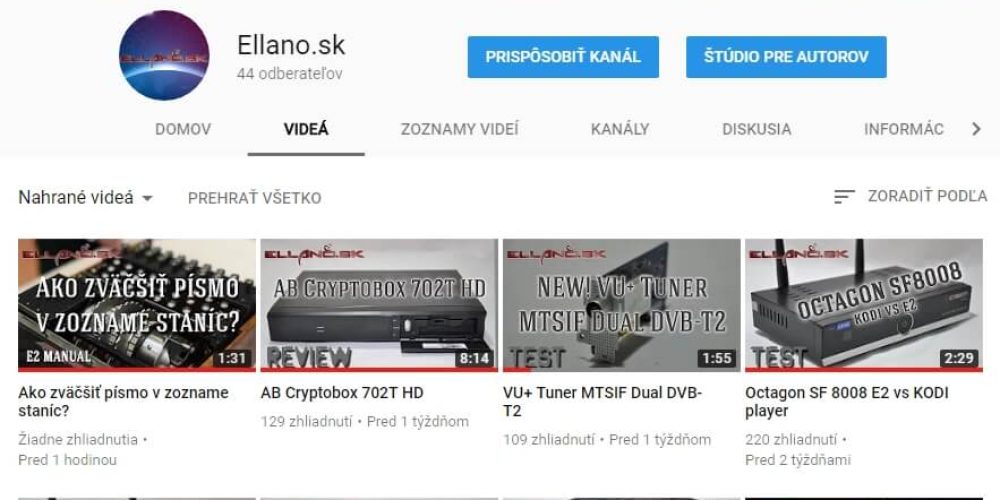 Youtube kanál Ellano.sk